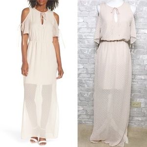 Charles Henry NWOT Cold Shoulder Dainty Dotted Print Maxi Dress Medium Petite